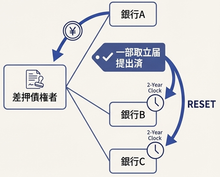 複数の差押と取消決定