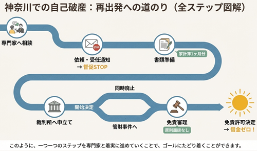 神奈川県での自己破産の全体図 流れ