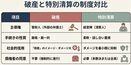 破産と特別清算の比較