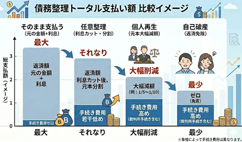 債務整理費用の比較表