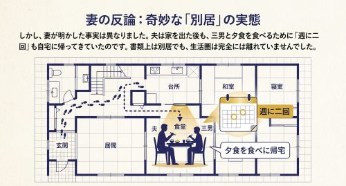 妻の証言が示す奇妙な別居の実態と夫婦の接触