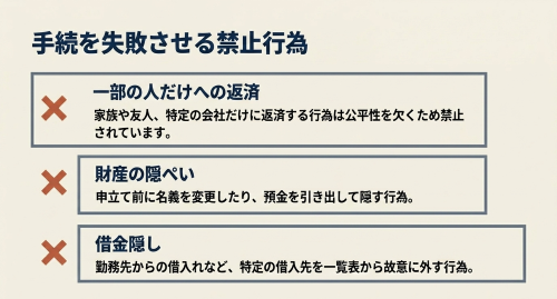 個人再生 偏頗弁済 財産隠し 禁止行為