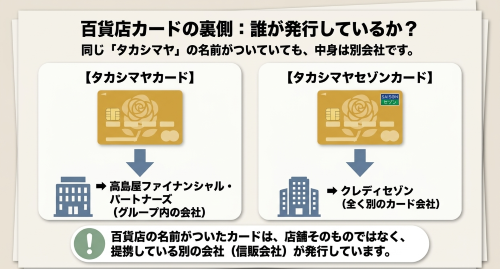 百貨店カードの発行会社と債権者確認