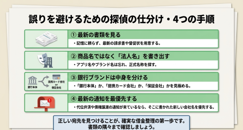受任通知の債権者誤りを避けるチェックリスト