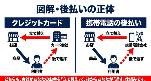 キャリア決済とクレジットカードの後払い構造