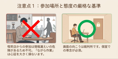 ウェブ調停 参加場所 態度 注意点