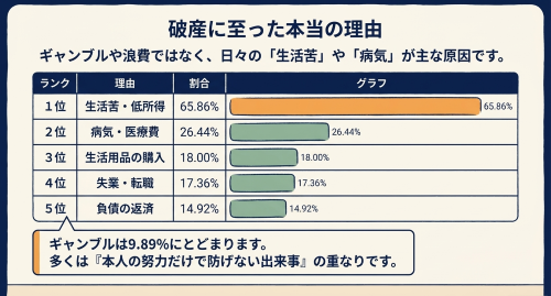 自己破産 理由 生活苦 低所得 病気 医療費