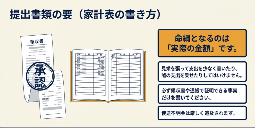 差押禁止債権の範囲変更に必要な家計表
